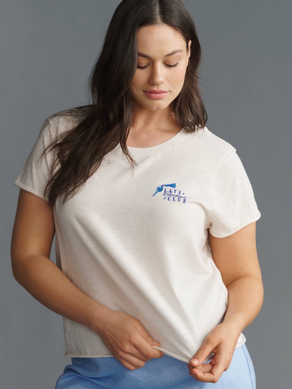 Maeve Graphic Boxy Tee in Cream Size S